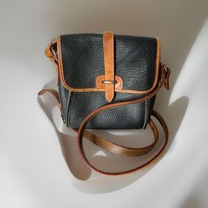Dooney & Bourke Black and Tan Equestrian Style Crossbody Bag